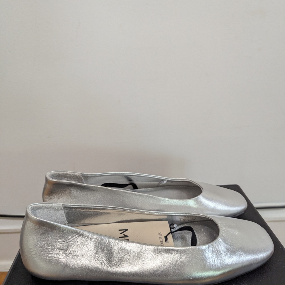 Mango Silver Flats for Effortless Elegance